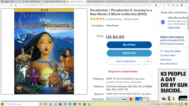 Disney Pocahontas and Pocahontas II Journey to a New World (2 DVD Set) BRAND NEW