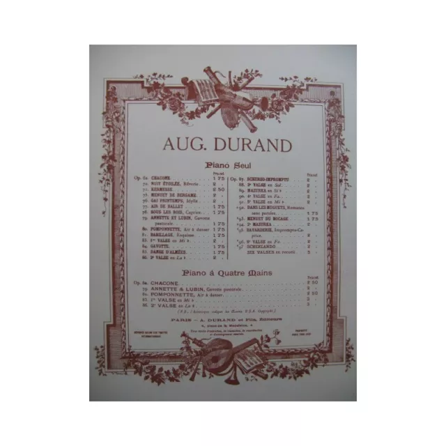 DURAND Auguste Valse No 1 Piano 4 mains 1884