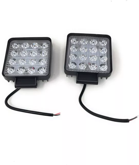 2 Fari Faretto 12 V 48W-16 Led Quadrato Fuoristrada Camion Trattore Auto Ip67