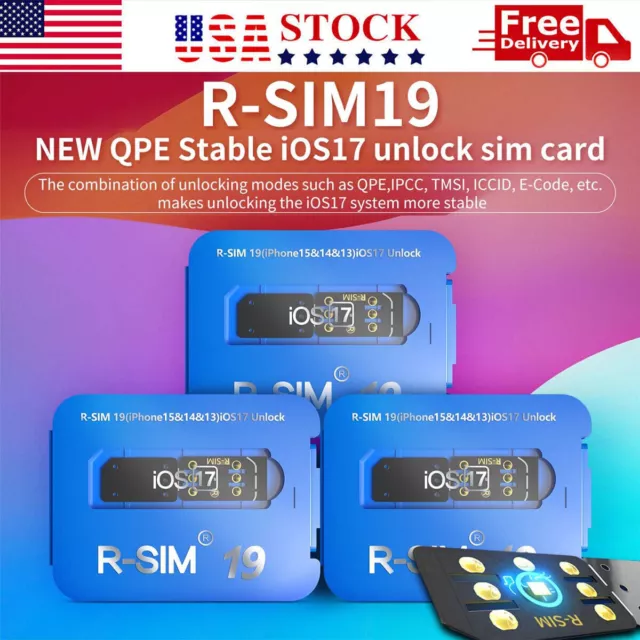 R-SIM19 QPE Stable Nano Unlock SIM Card For iPhone 15 14 13 12 Pro Max 11 IOS17