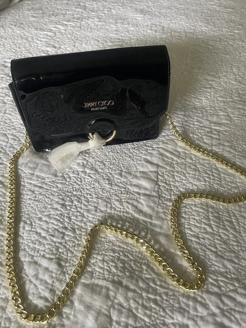 JIMMY CHOO Parfums Crossbody Vinyl Small bag Chain gold pouch clutch Evening Bag