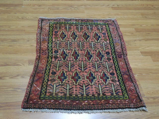 Hand made Wool Rug, Bohemian Small Rug, Turkish Vintage Geometric Rug, 2.4x3.7