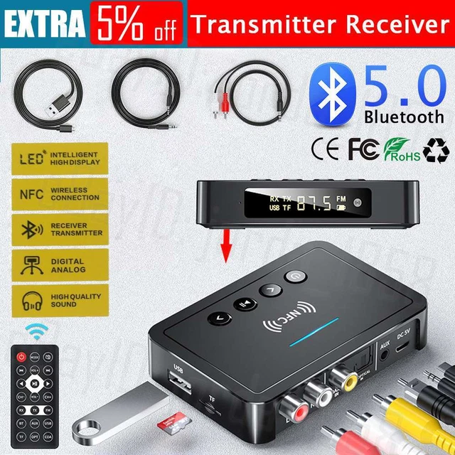 NFC Wireless Bluetooth Receiver 5.0 Audio Transmitter HiFi Music Adapter AUX RCA