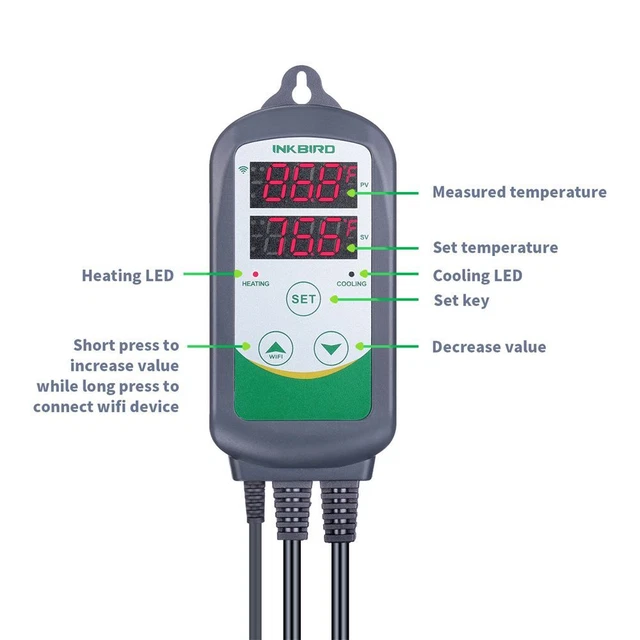 Digital Temperature Controller US Plug Heating Cooling Alarm Outlet Thermostat