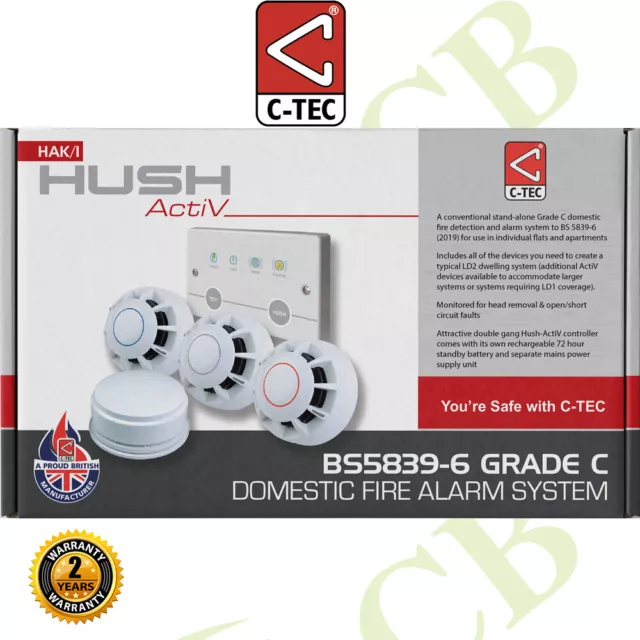 C-Tec Grade C Fire Alarm Kit Smoke Detector Control Panel Heat Detector HMO