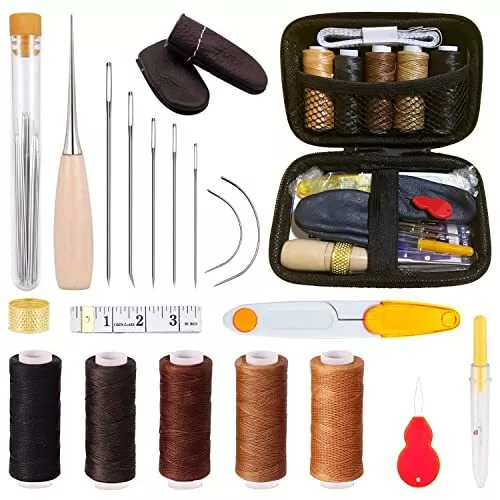 WONVOC Upholstery Repair Kit 42-Pack, Leather Sewing Kit, Leather Sewing  Repair Kit, Leather Sewing Tools, Upholstery Thread and Needle, Leather  Working Kit with Sewing Awl, Sewing Thread