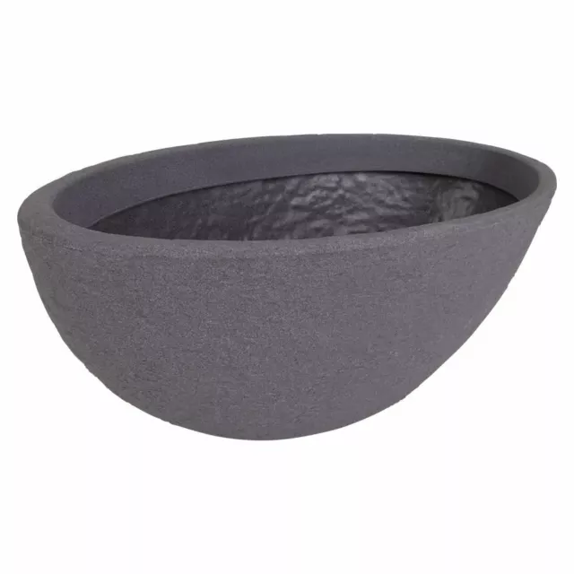 Ovale Vaso Pietra 70x40cm Grigio Ciotola per Fiori Fioriera Giardino Sguardo di