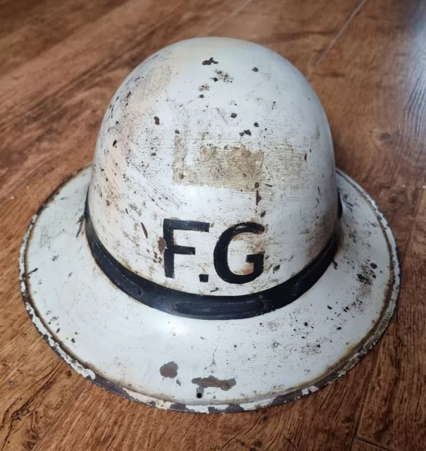 WW2 British Zuckerman Civil Defence white Fire Guard Party Leader helmet