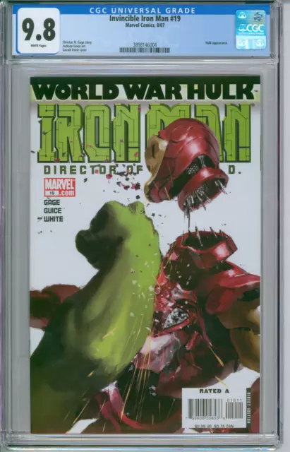 Invincible Iron Man #19 CGC 9.8 2007 Marvel White Pages Hulk Appearance