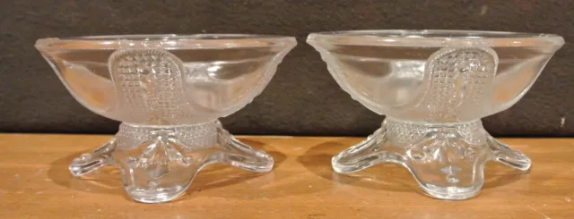 Set of 2 Curtain Tie Back Sauce Dishes Early American Pattern Glass Adams & Co