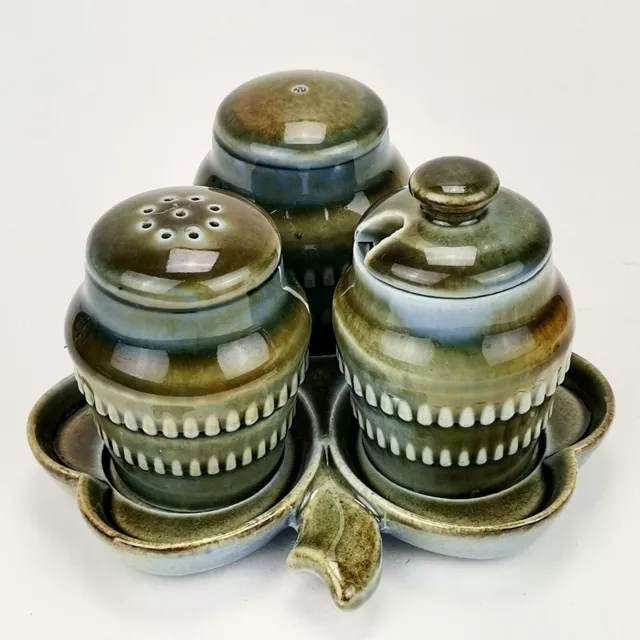 Wade Co, Armagh Shamrock Tray, Salt  ,Pepper & Mustard Pot Made In Ireland