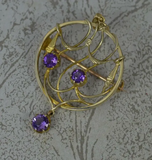 Superb Victorian 15 Carat Gold and Amethyst Pendant and Brooch 2