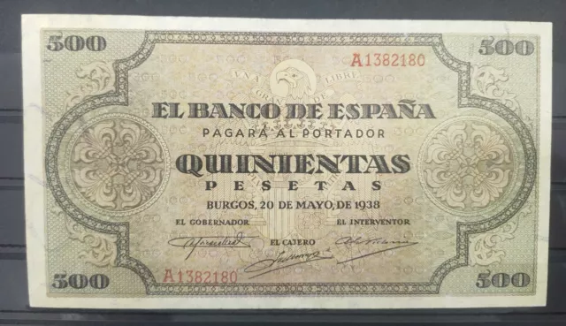España. 500 Ptas, 20 De Mayo 1938, Conservación Mbc.
