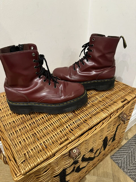 DR MARTENS DARK Cherry Red Jadon Platform Boots Size UK 9 89.99