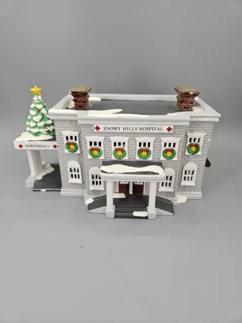 DEPT 56 Snow Village Series "Snowy Hills Hospital" Lighted Porcelain Building