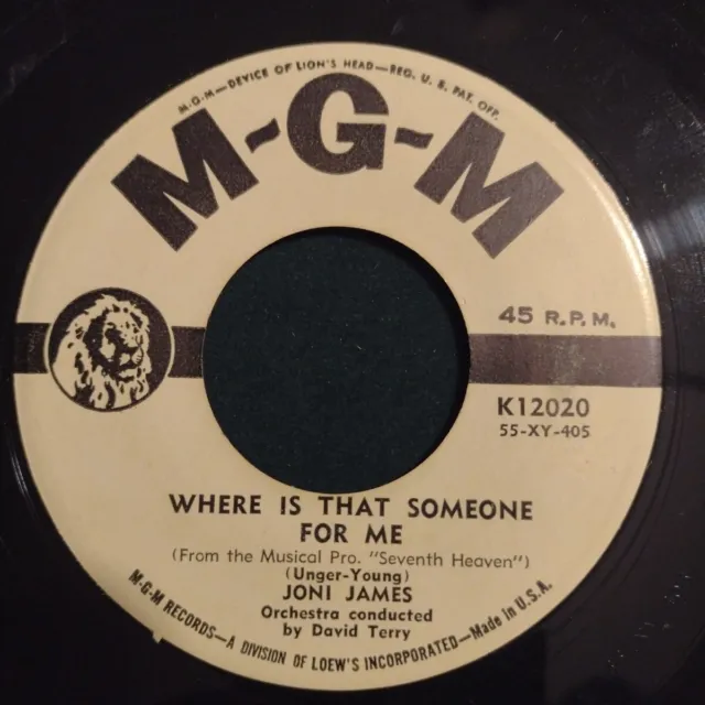 Joni James – Where Is That Someone For Me/The Moment I Saw You 45rpm 1955 MGM