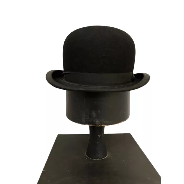 Vintage 1950s Black Bowler Hat by Simpson of Piccadilly, Size 7 (M)