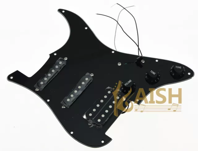 Black 3 Ply Prewired Loaded ST HSS Pickguard for Squier Import Stratocaster