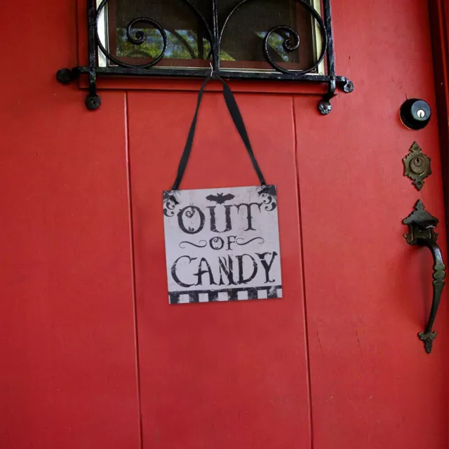 2 Pcs Out of Candy Sign Creepy Spooky Halloween Listing Hanging Board