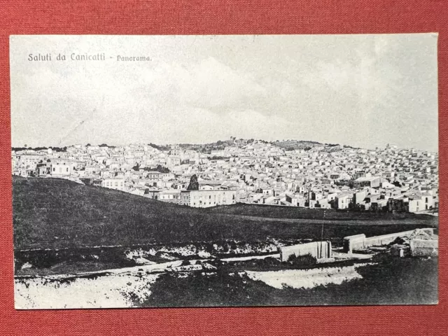 Cartolina - Saluti da Canicatti ( Agrigento ) - Panorama - 1908