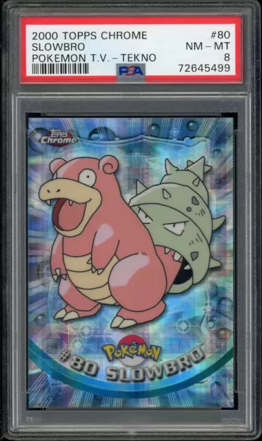PSA 8 NM-MINT TEKNO Slowbro #80 (Topps Chrome Series 2) Holo Pokemon Card PSA 8 NM-MINT TEKNO Slowbro #80 (Topps Chrome Series 2) Holo Pokemon Card