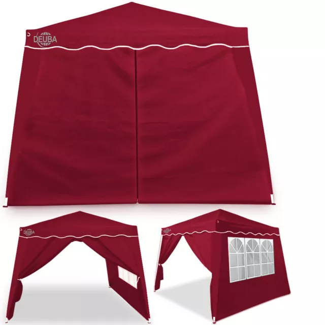 Tonnelle de jardin Capri 3x3 m rouge pliable Pavillon avec 4 parois latérales 2