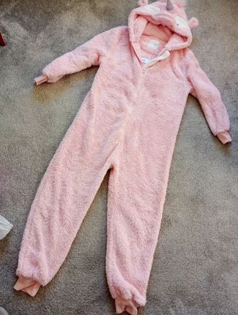 Girls Fleecy All In One PJ, Pink Shimmer, Age 11. Next