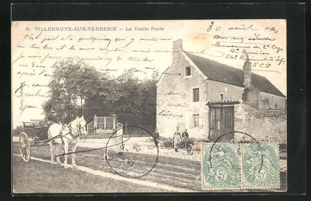 CPA Villeneuve-sur-Verberie, la Vieille Poste 1906