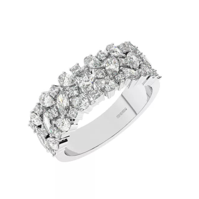 7.5 MM,  Natural Round, Pear, Princess & Marquise Cut Diamonds Ring 950 Platinum