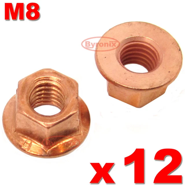 BMW E30 3 Series Exhaust Manifold Nuts Head Stud Nut M8 Hex Copper Self
