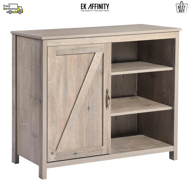 EKODE™ Vestidor Soporte de TV Gabinete de Almacenamiento Puerta de Granero Estantes Abiertos Consola de Medios