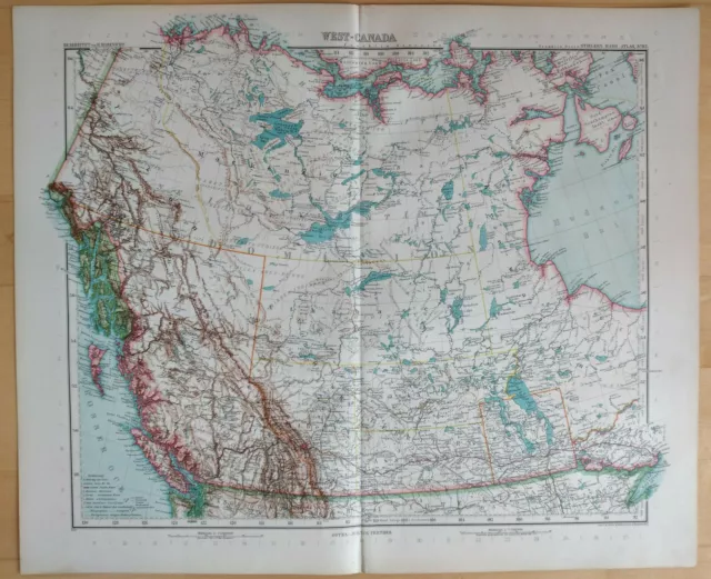 West-Kanada Kupferstich Alte Landkarte 1905 H. Habenicht - Karte Old Map Canada