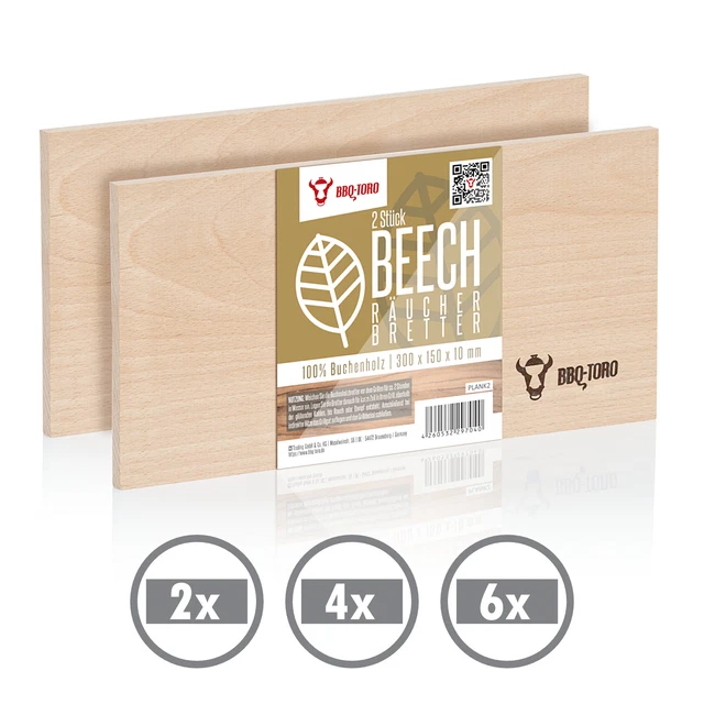 BBQ-Toro Räucherbrett aus 100 % Buchenholz | 30 x 15 x 1 cm, Grillen, Grillbrett