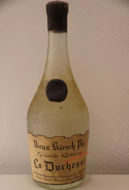 Vieux KIRSCH Pur Grande réserve LA DUCHESSE ancienne bouteille 1950's h=28cms