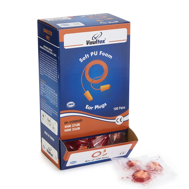 Vaultex Easy Soft confezione da 100 tappi per orecchie, tappi per protezione dell'udito, protezione dal rumore