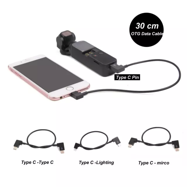 Type C to Micro/Type C/Lightning OTG Data Cable 30cm for DJI Osmo Pocket 3/2/1