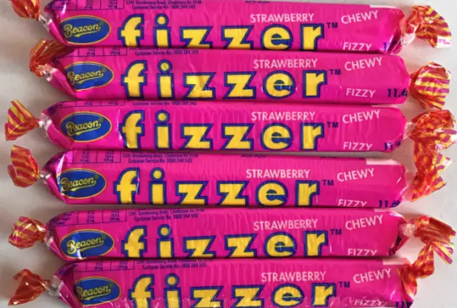 72 Strawberry Fizzers Chewy Pink Lollies Fizzer Candy Buffet Kids Party Bulk 2