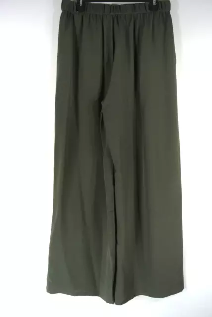 NEW Eileen Fisher Silk Double Crepe Wide-Leg Pants in Olive Size 2X #P2552 3