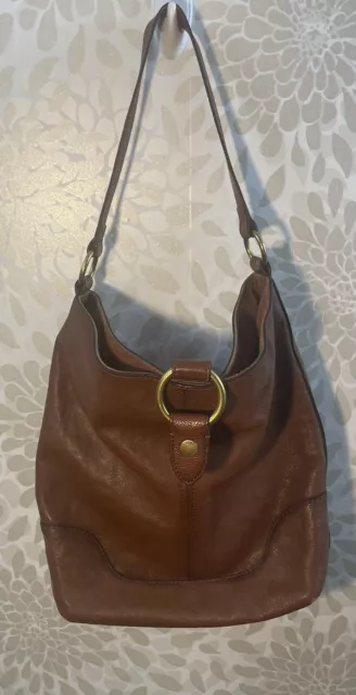 FRYE LEATHER RING Hobo Shoulder Bag One Strap Purse Cognac Whiskey
