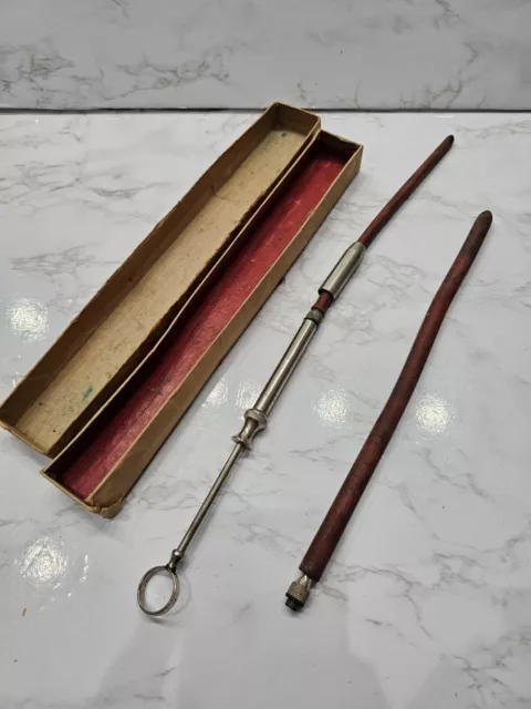 Antique Medical Syringe For Animals + Attachment + Box Doctor Vet Science Device