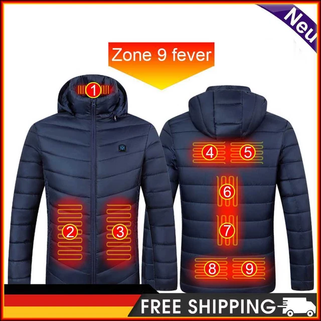 Chaqueta térmica de poliéster de 3 velocidades control de temperatura 9 áreas para hombre