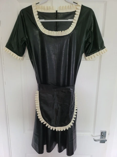 NEW LATEX RUBBER Maid Dress Uniform with Apron Sissy waitress Servant ...