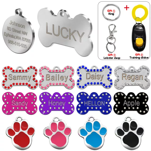 Bone Paw Custom Dog Tags Dics Personalized Engraved Cat Name ID Tags for Pets