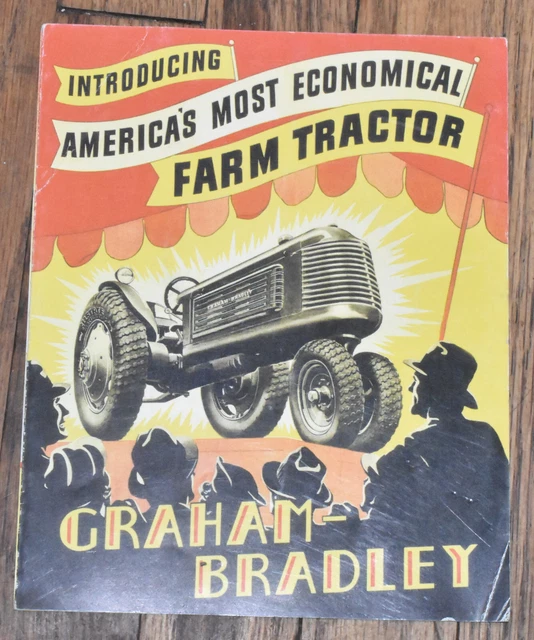 RARE VINTAGE GRAHAM Bradley Farm Tractor Fold Out Advertising Brochure