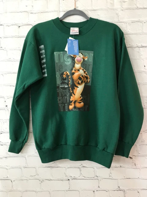 Disney Store Unisex Kids Green Solid Long Sleeve Crew Neck Pullover Sweatshirt S