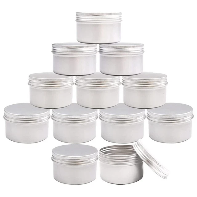 12 latas de velas de metal de 4 oz para fabricación de velas hágalo usted mismo, latas de metal con tapa atornillada B4I9