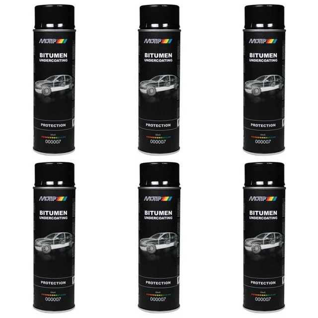 6 x Motip UBS Unterbodenschutz-Spray Bitumen schwarz 500 ml 000007 Rostschutz