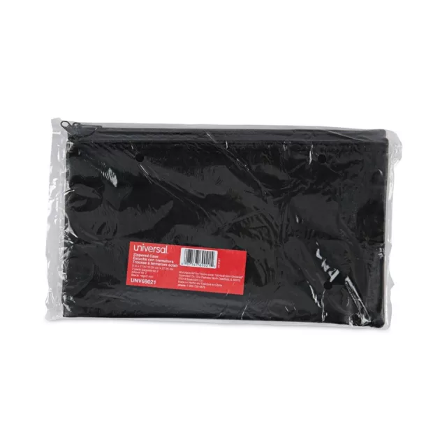 Universal 69021 11x6 Leatherette PU Zippered Wallet/Case - Black (2/PK) New