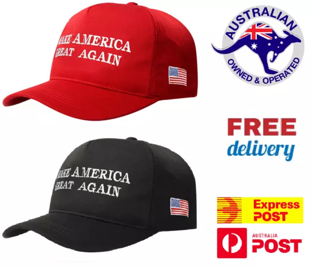 Trump Hat Make Keep America Great Again MAGA 2024 Red Black Adjustable Cap Hat