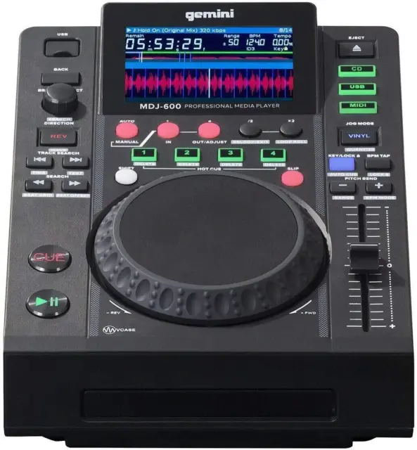 DJ Mixer Gemini Sound MDJ 600 Professioneller Media Player 4 Hot Schwarz GUT